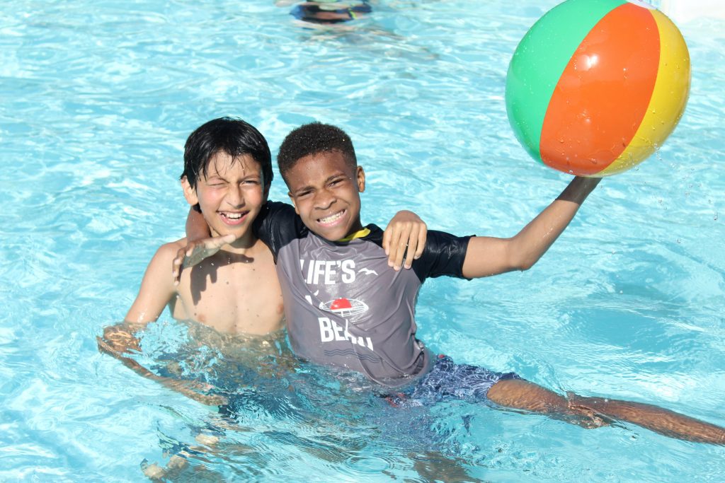 Campers in the pool